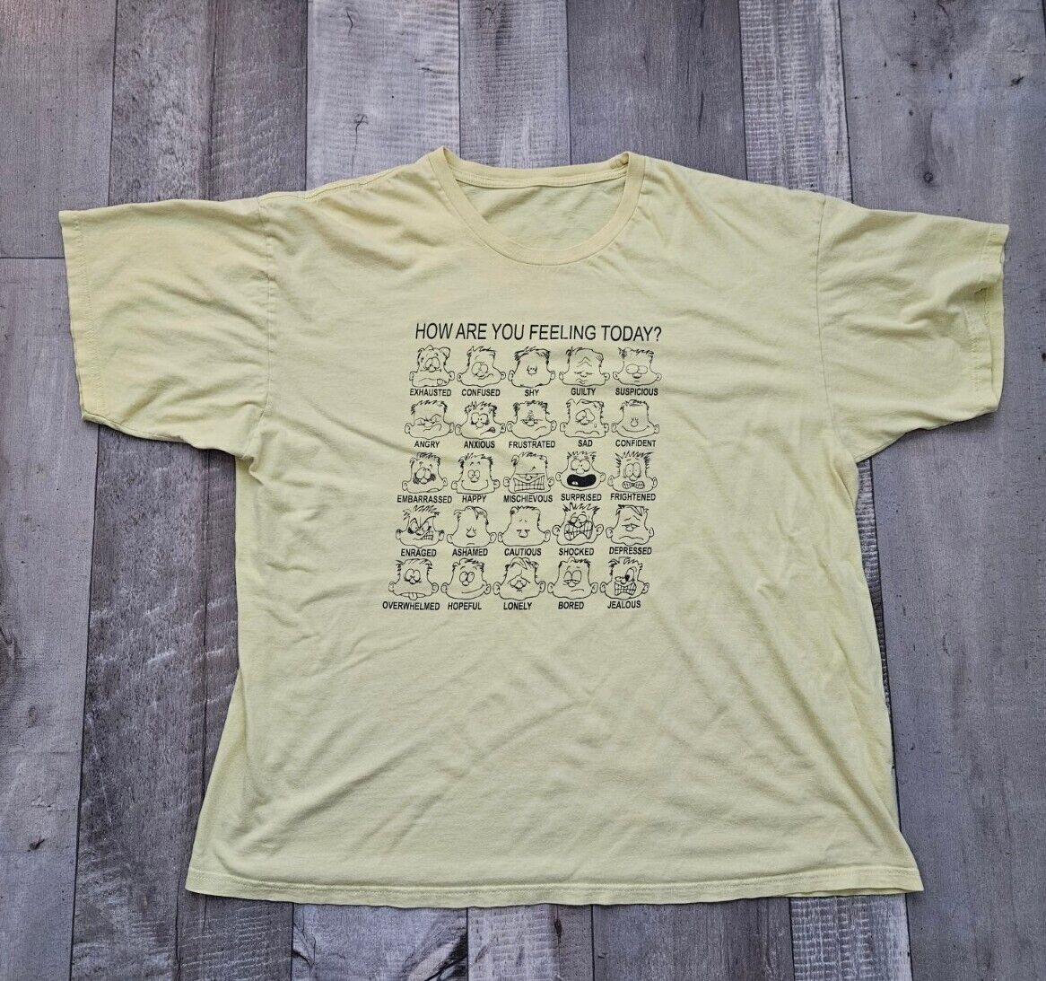 How Are You Feeling Today? Emotions T Shirt Yello… - image 1