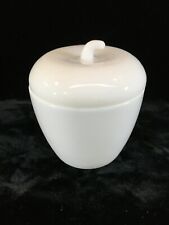 Vintage Hazel Atlas White Milk Glass Apple Shaped Jam/Jelly Jar w/Lid