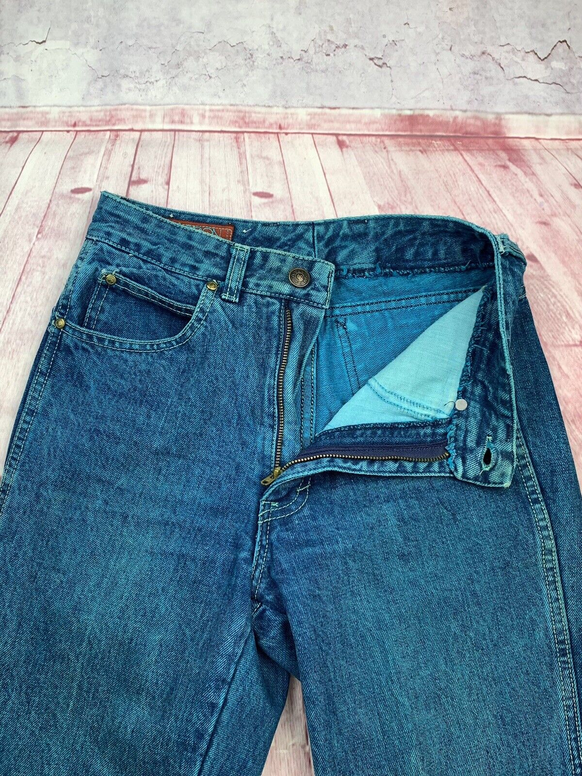 Vintage 80’s SASSON Acid Wash Teal Mom Jean Size … - image 5