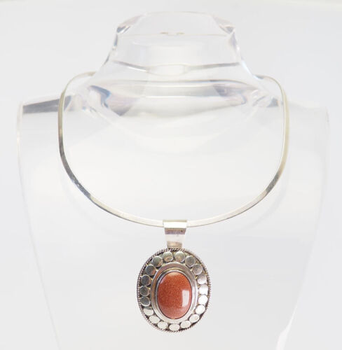 Vintage sterling silver and goldstone elegant mode