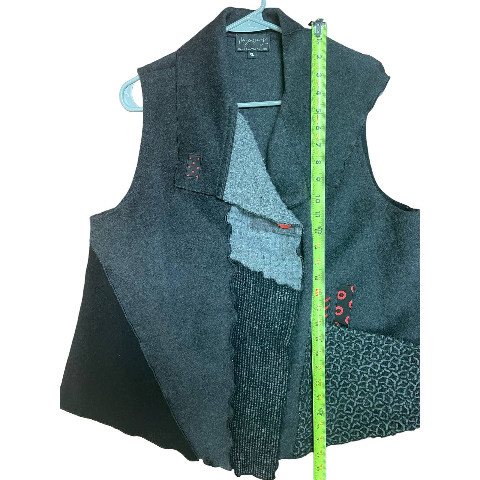 Jane Herzeberg Hand Painted Original Wool Vest XL - image 11