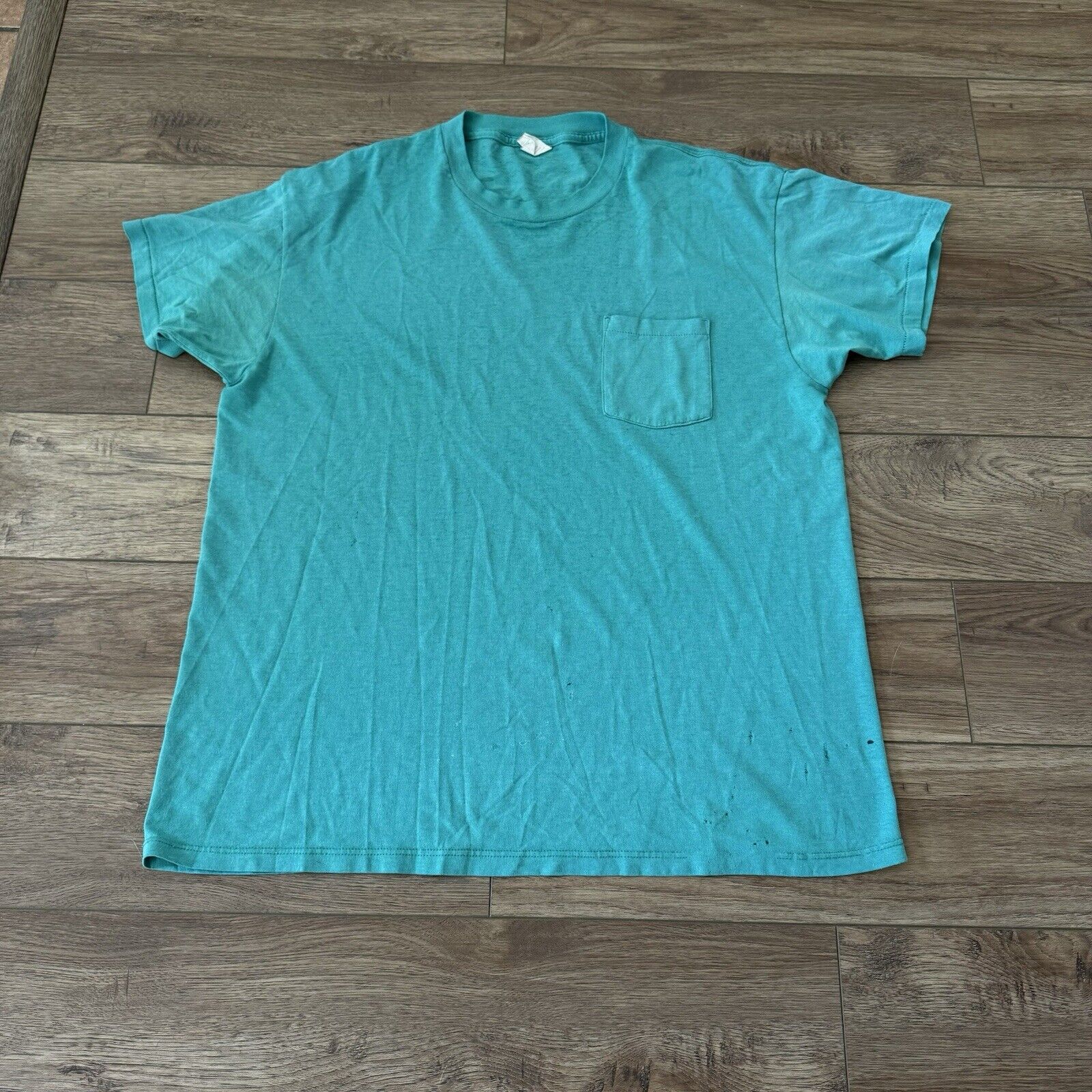 Vintage 80s Roebucks Teal Pocket Shirt - image 1