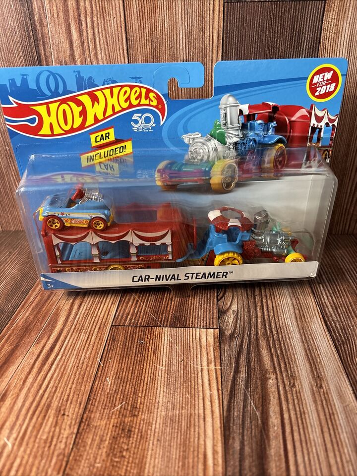 Hot Wheels Super Rigs Car-Nival Steamer Transport Vehicle with Pedal ...