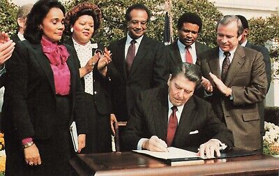 Postcard President Ronald Reagan signing the MLK Holiday Bill 1983 | eBay