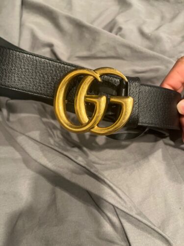 Gucci 406831DJ20T1000 Leather Belt - Black