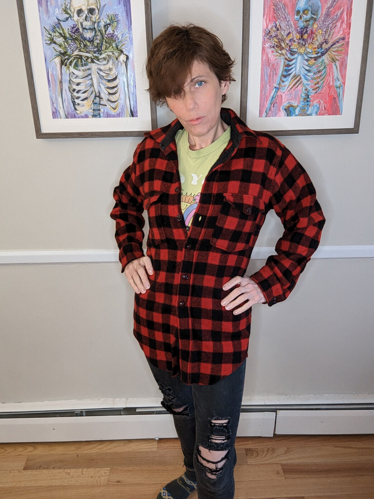 1950s Buffalo Plaid Shirt / Work Shirt / Shacket! - image 1