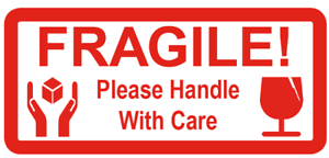 FRAGILE Please Handle With Care - Small Red - Packing - Sticky Labels ...