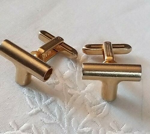 HICKOK Mens Vintage Cufflinks gold tone metal  ~ … - image 1