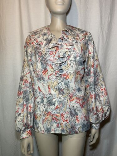 70s VINTAGE WOMENS TOP BLOUSE SHIRT  FUNKY Ruffle 