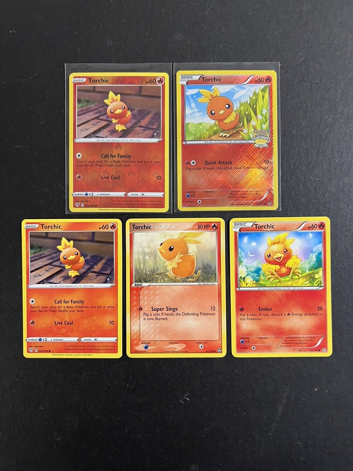 5 Torchic Pokemon Card Collection Reverse Holo EX XY SM SWSH Crosshatch ...