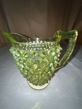 EAPG Vaseline Hobnail Creamer-Victorian-1880s-Topaz Canary Uranium Fenton