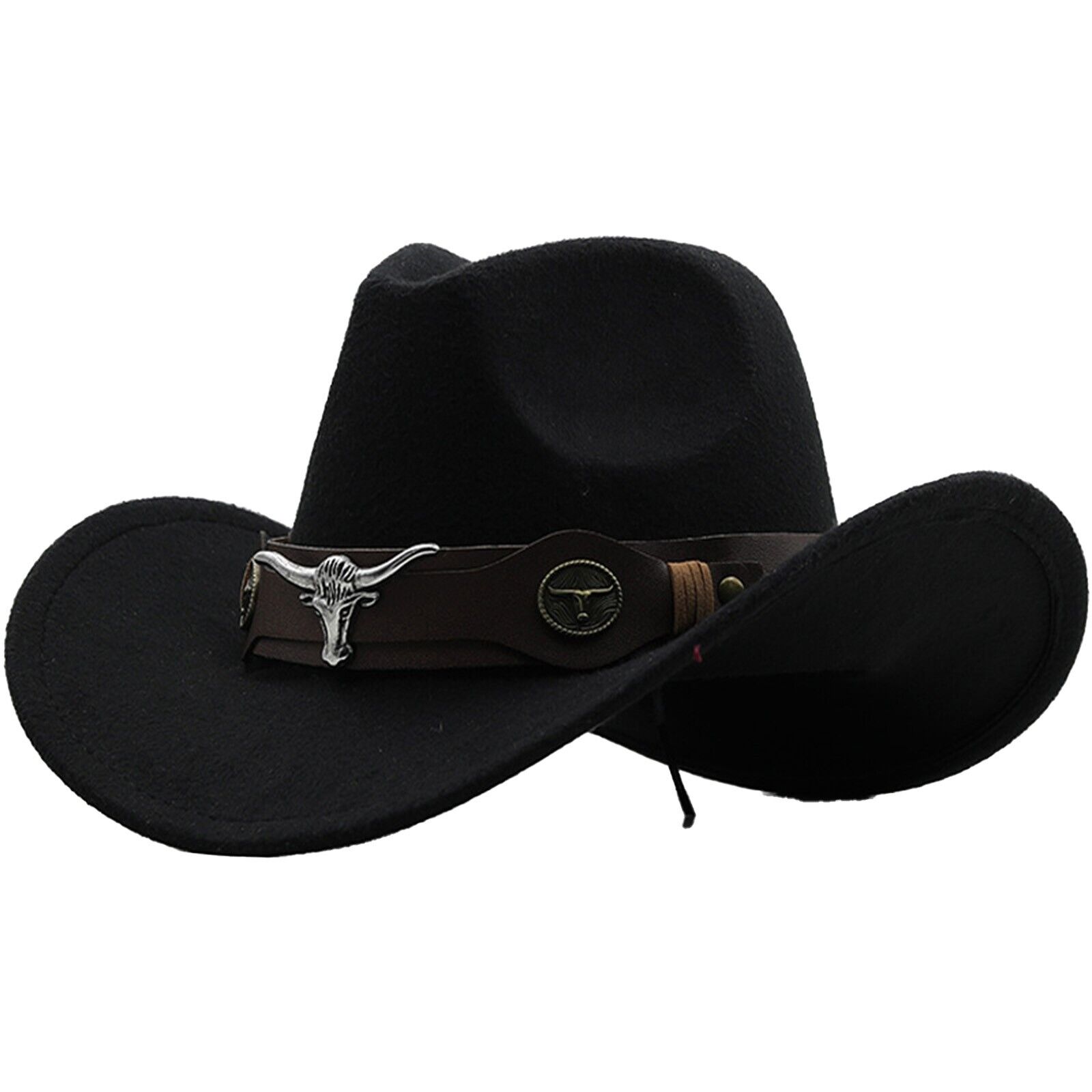 Men's Western Cowboy Rodeo Hat Black Felt Style Riding Hat Sombrero ...