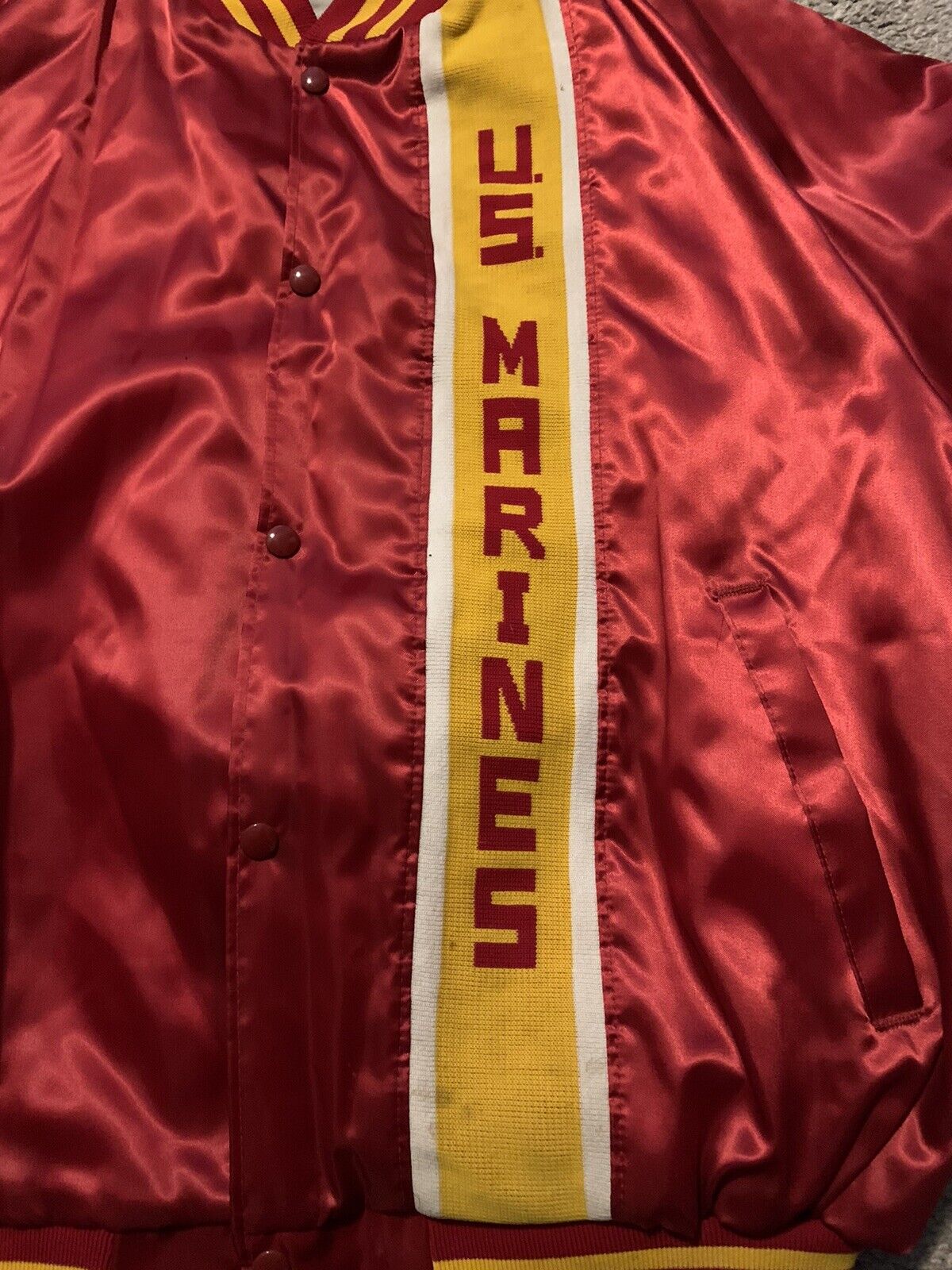 Vintage US Marines Red Satin Bomber Jacket Milita… - image 2