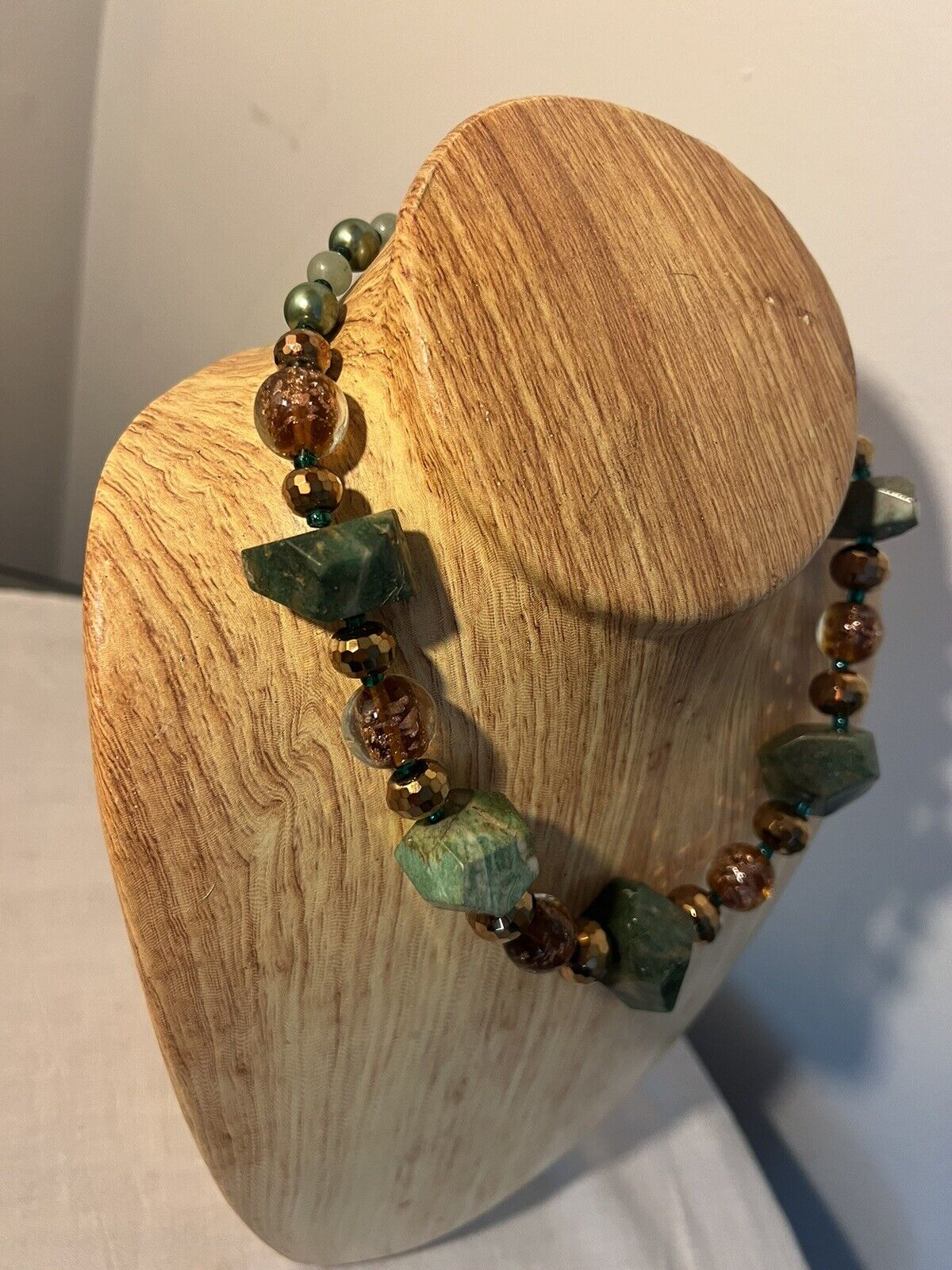 Unique Necklace w Murano Glass & Jade - image 3