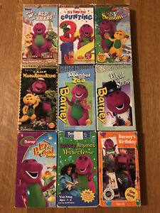 Barney VHS Video Tapes Lot of 9 Sing-Along Musical Pretend ABC Counting ...