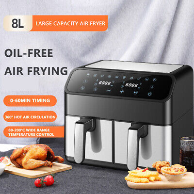 8L Dual Zone Digital Air Fryer Oven Cooker Oil Free Low Fat with 50 ...