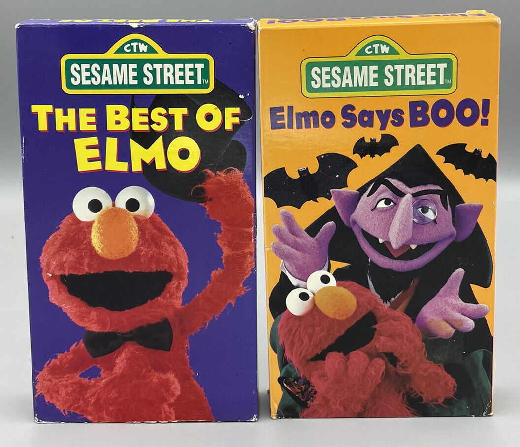 2 Sesame Street ELMO VHS Videotapes- The Best Of Elmo & Elmo Says Boo ...