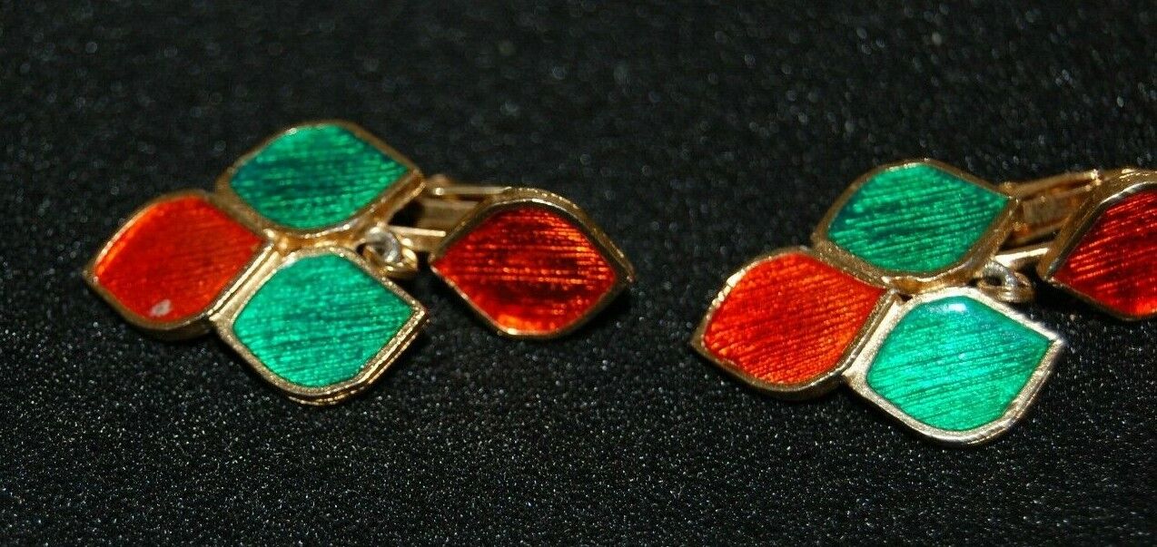 ELEGANT VTG 80'S FLORENZA RED AND GREEN ENAMEL GO… - image 7