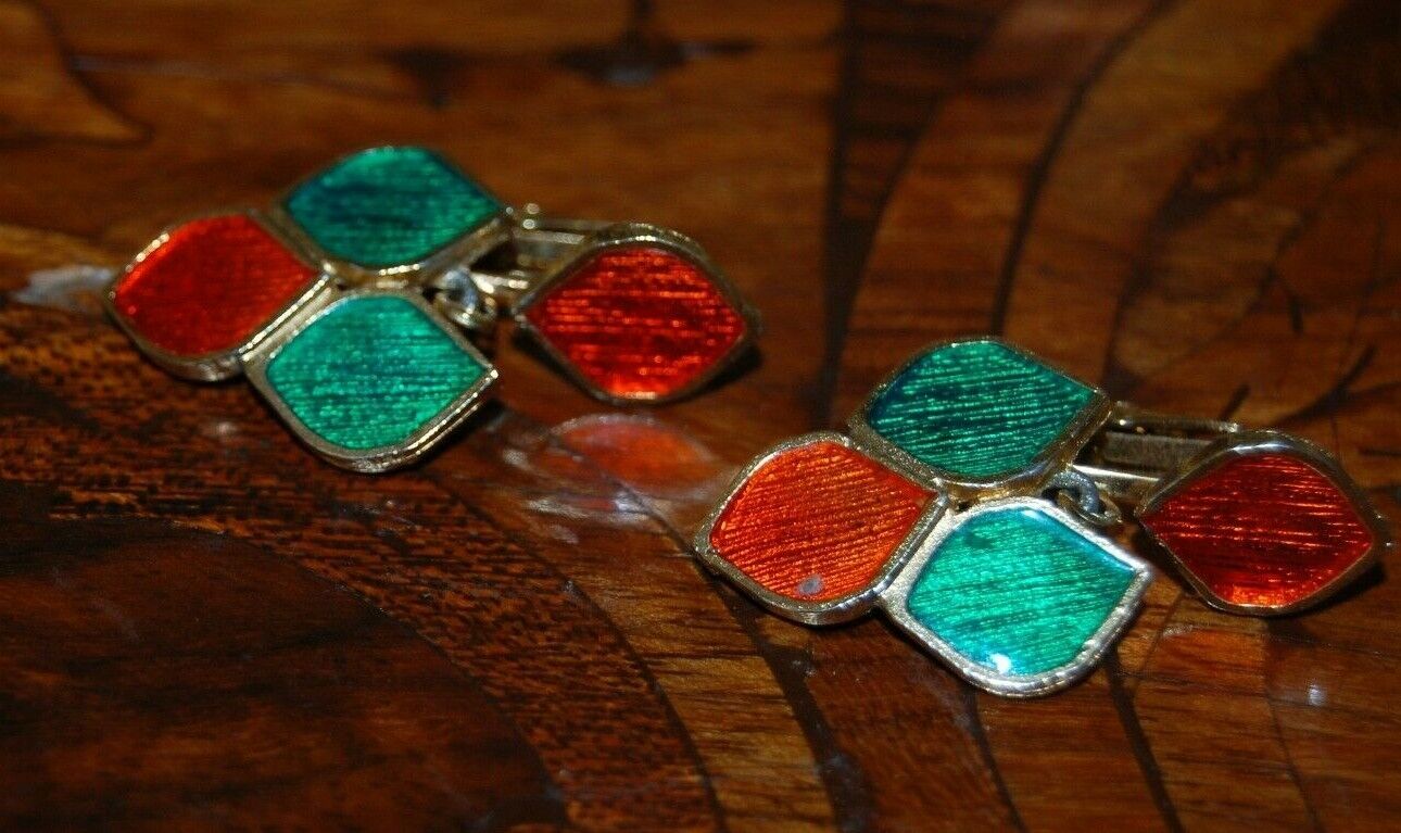 ELEGANT VTG 80'S FLORENZA RED AND GREEN ENAMEL GO… - image 5