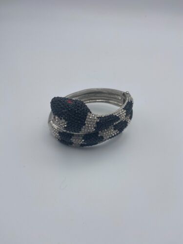 Snake Black & Silver Rhinestone Bracelet with Red 