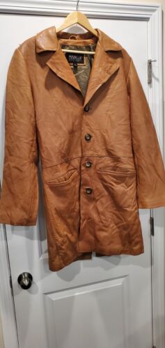 Vintage Brown Leather Wilson Leather Trench Coat S