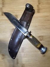 Antique Marbles Gladstone Mi. Ideal 6 Inch 4 Pin Stag Handle Sheath Knife