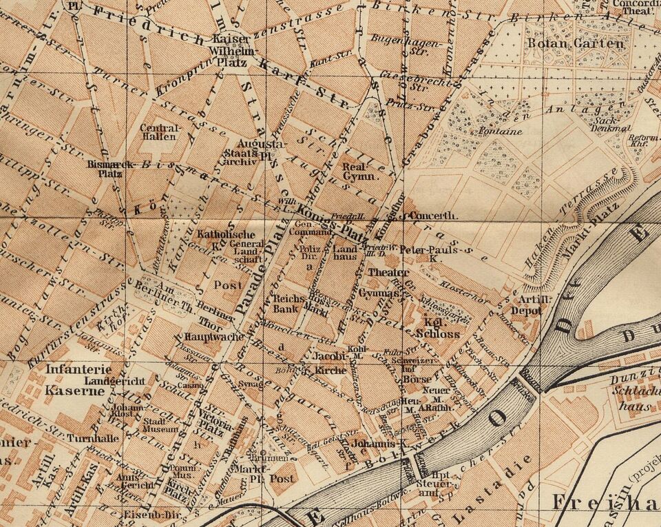 1904 ORIGINAL ANTIQUE MAP OF SZCZECIN STETTIN POMERANIA POMMERN POLAND ...