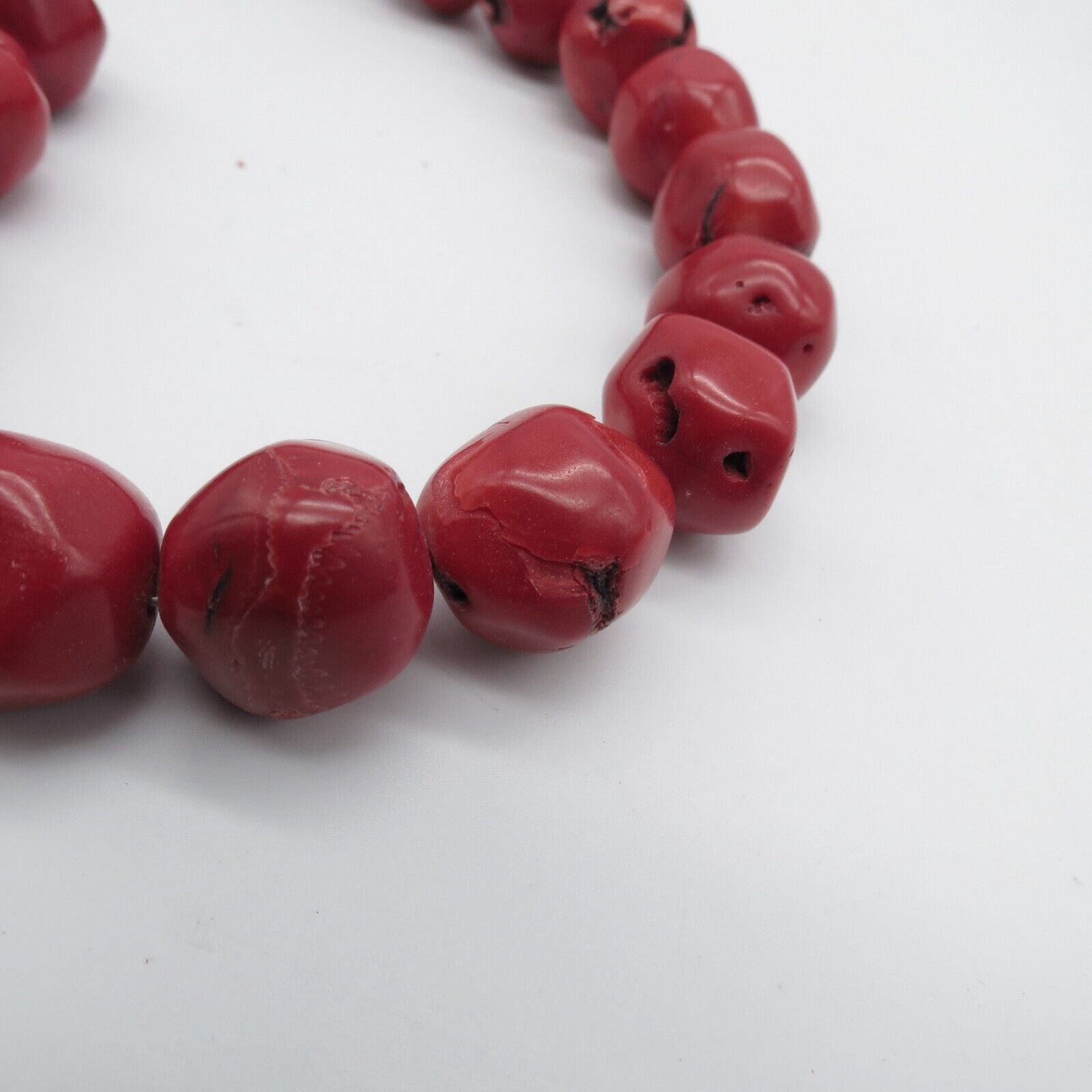 Bamboo Coral Bead Necklace Red Boho Ethnic Statem… - image 7