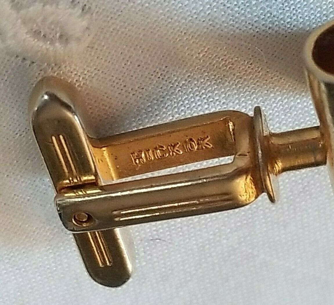 HICKOK Mens Vintage Cufflinks gold tone metal  ~ … - image 6