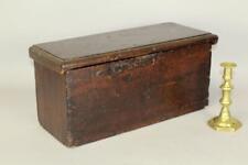 RARE QUEEN ANNE 18TH C MINIATURE BLANKET CHEST IN ORIGINAL SPANISH BROWN PAINT