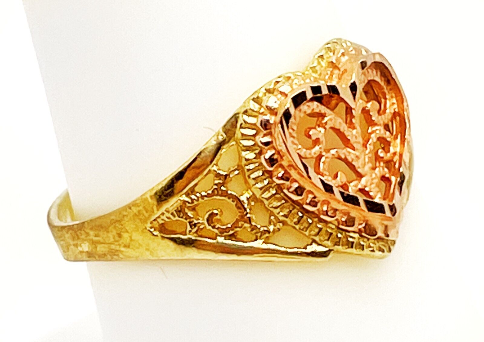 10K Rose/Yellow Gold Heart Ring - image 3