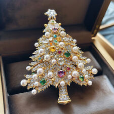 Vintage Crystal Baroque Christmas Tree Brooch Pin Jewelry Gift Accessories