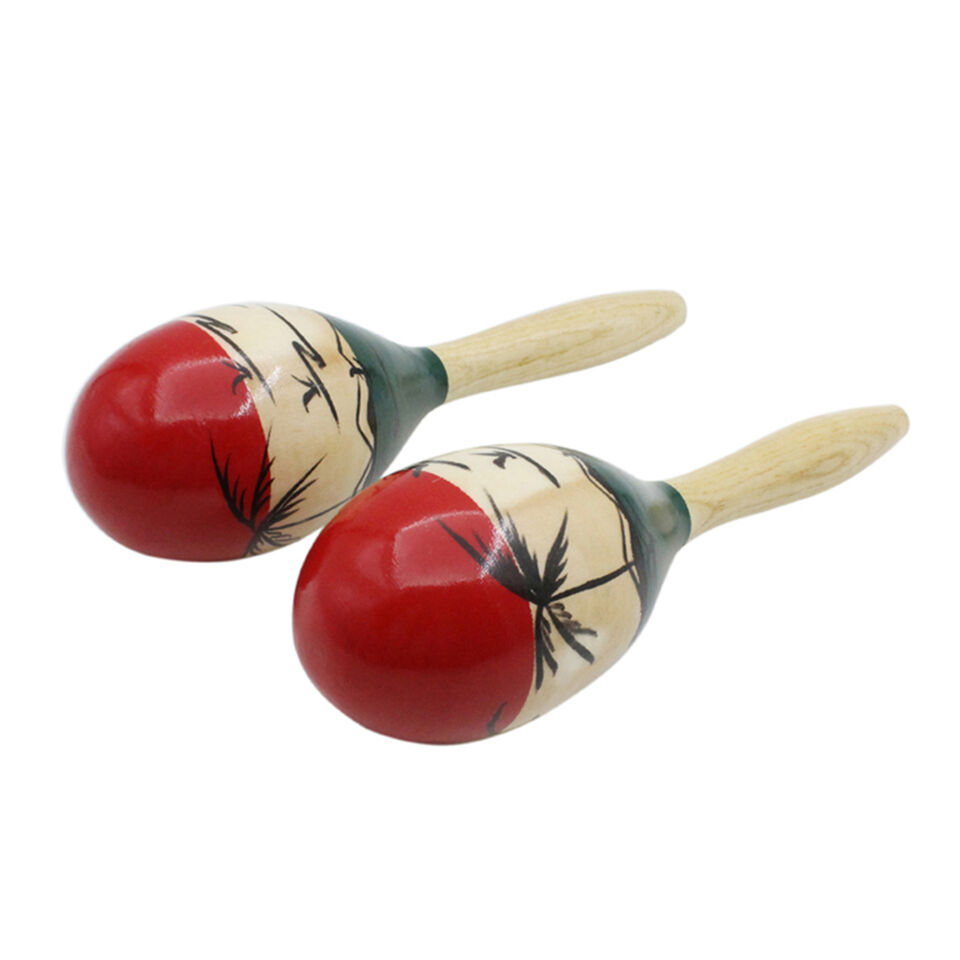 2Pcs Maracas Wooden Rumba Shaker Rattle Hand Percussion Musical ...