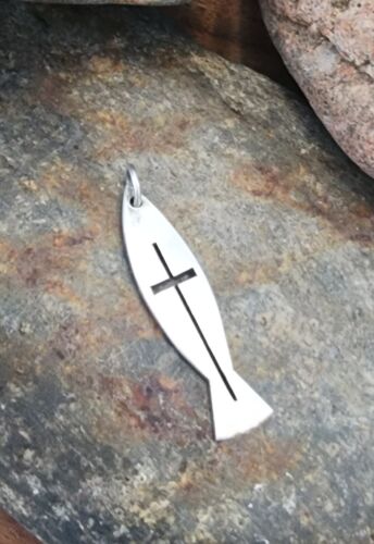 Retired James Avery  Cross Center Fish Pendant