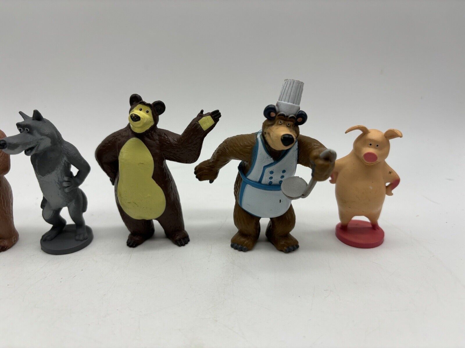 Masha and The Bear PVC Figure Lot Big Bad Wolf She-Bear Pig Toy Cake ...