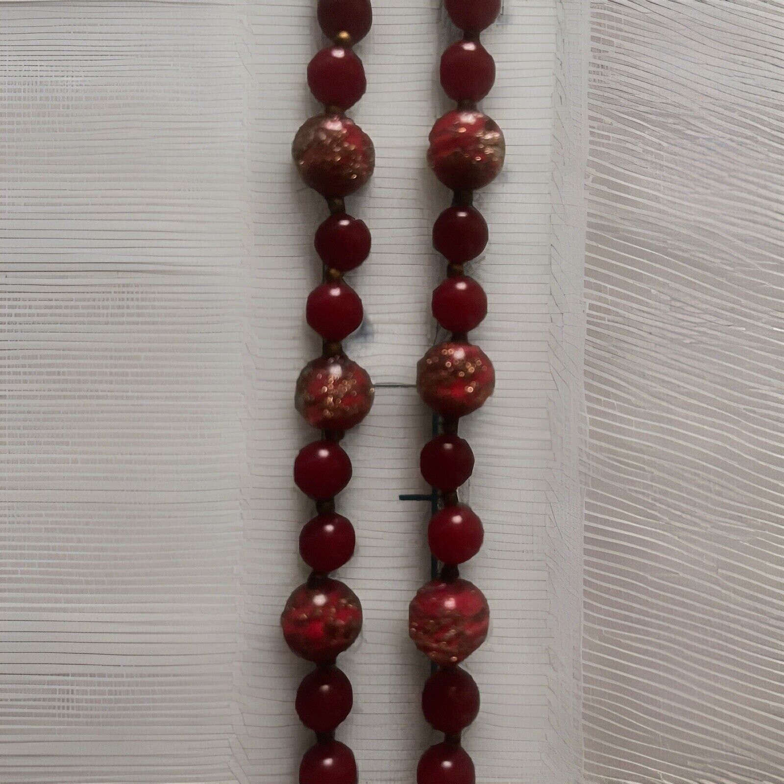 Murano Sommerso Red and Gold Fleck Beaded Necklace - image 5