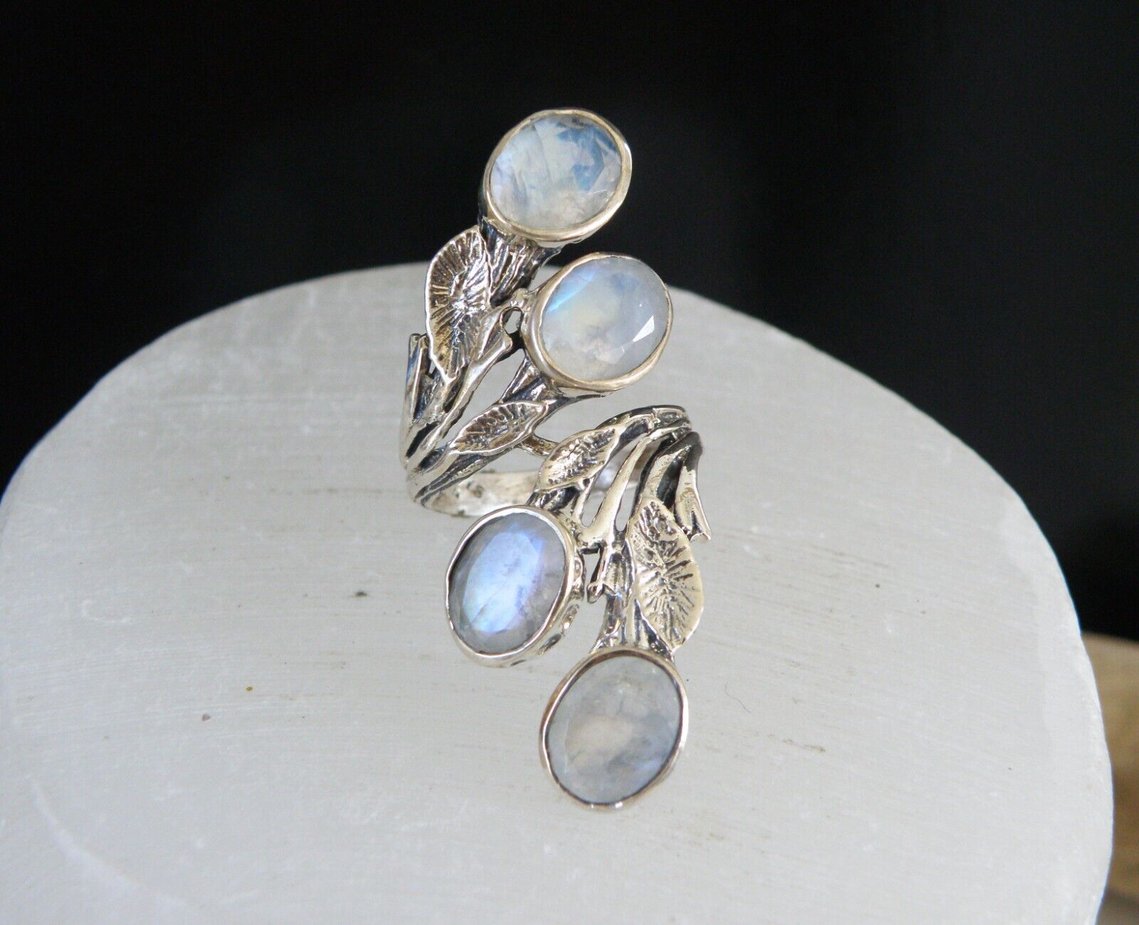 Huge Sterling Silver 925 Rainbow Moonstone Vine L… - image 6