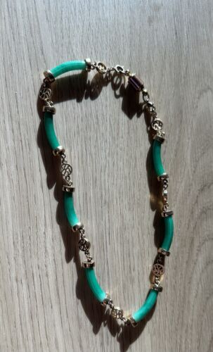 Vintage Jade And Gold Tone Necklace 39.3 Grams