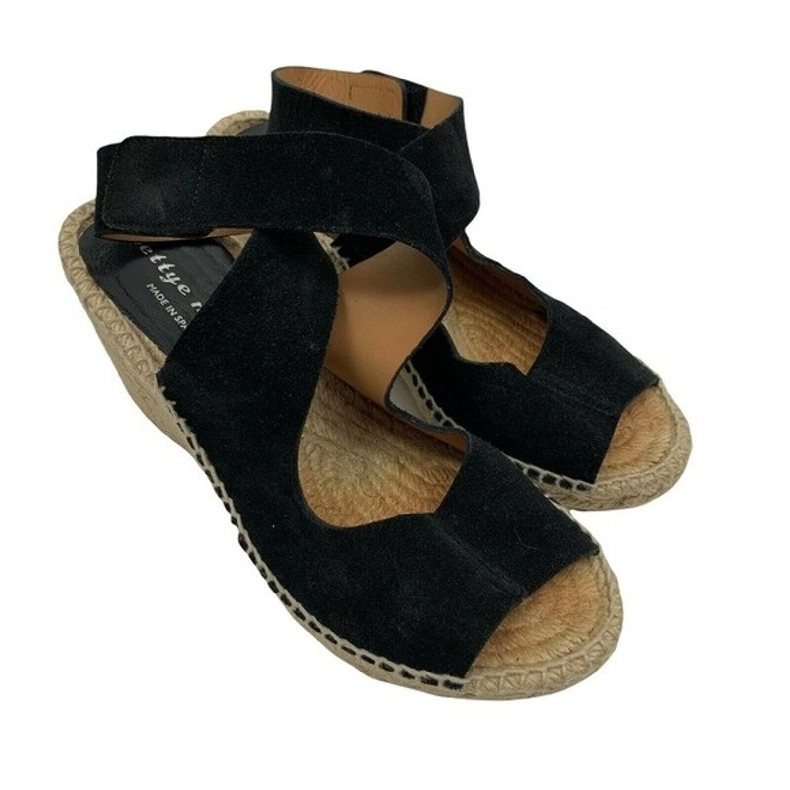 bettye muller black suede espadrille wedges size 36 - Gem