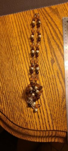 INTERESTING VINTAGE ESTATE BEADED NECKLACE - BROWN