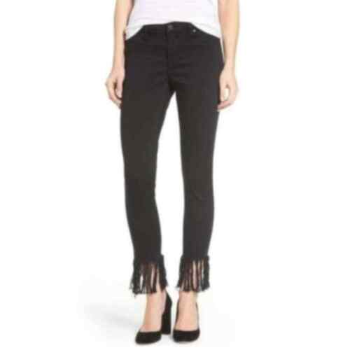 Blank NYC Black Fringe Hem Skinny Jeans - image 1