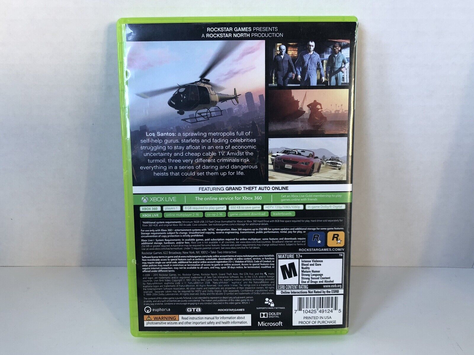 Grand Theft Auto V GTA 5 for Mocrosoft XBOX 360 Complete w/ Map Good ...