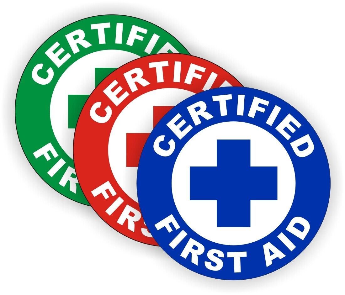 3-pk Certified First Aid Hard Hat Stickers | AED CPR EMT Helmet Decals ...