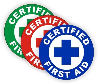 3-pk Certified First Aid Hard Hat Stickers | AED CPR EMT Helmet Decals ...