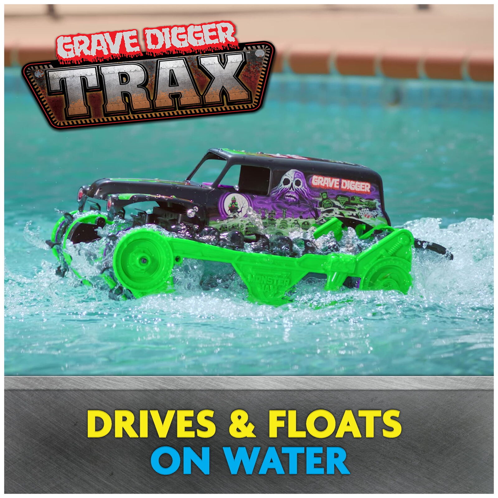 Monster Jam Official Grave Digger Trax All-Terrain Remote Control Car ...