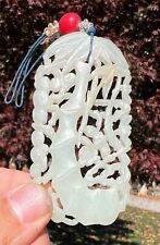 Large Antique Chinese Carved Jade Pendant with Openwork Design of Trees