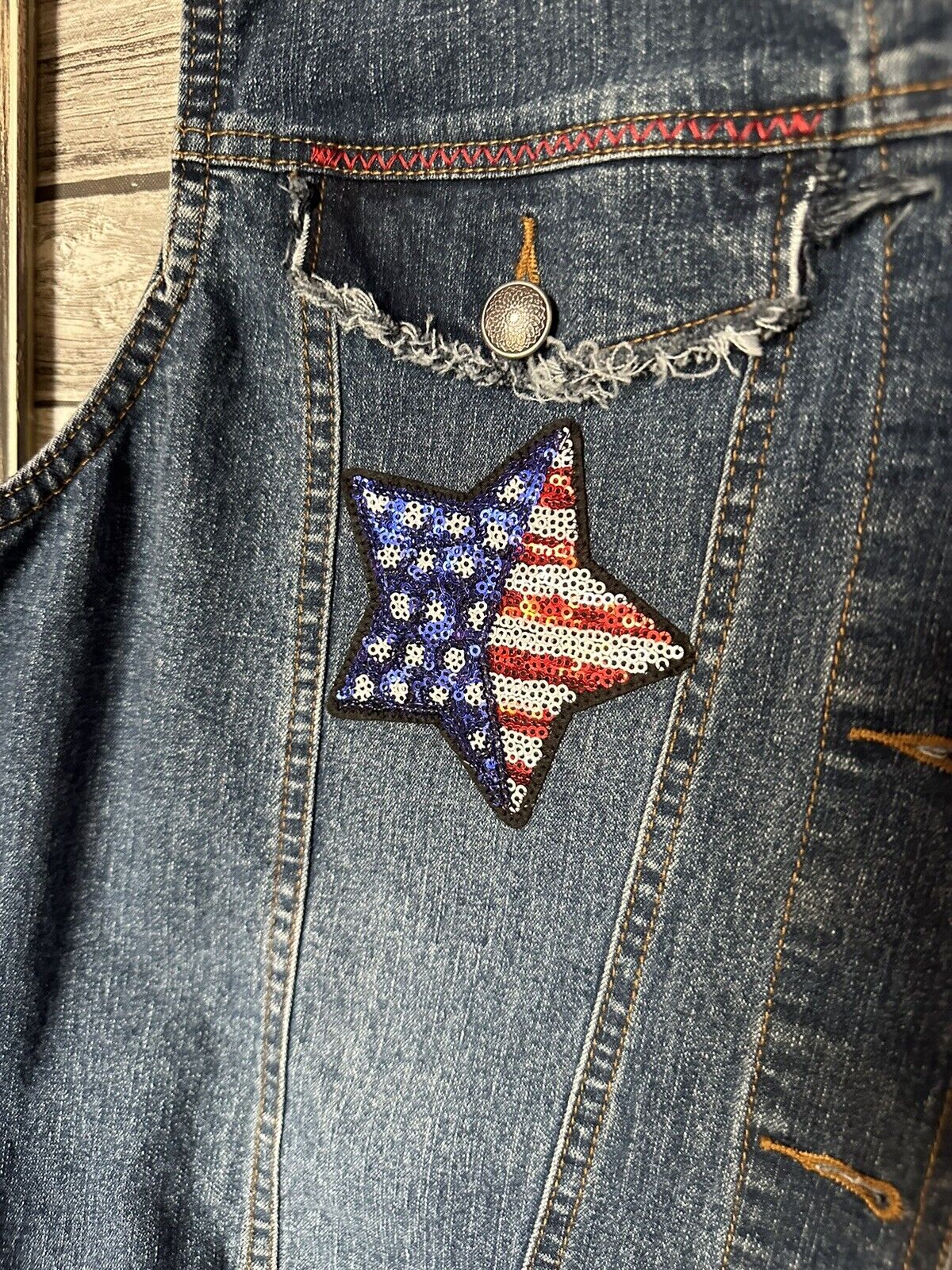 Womens Upcycled Vintage Denim Patriotic 4th of Ju… - image 3