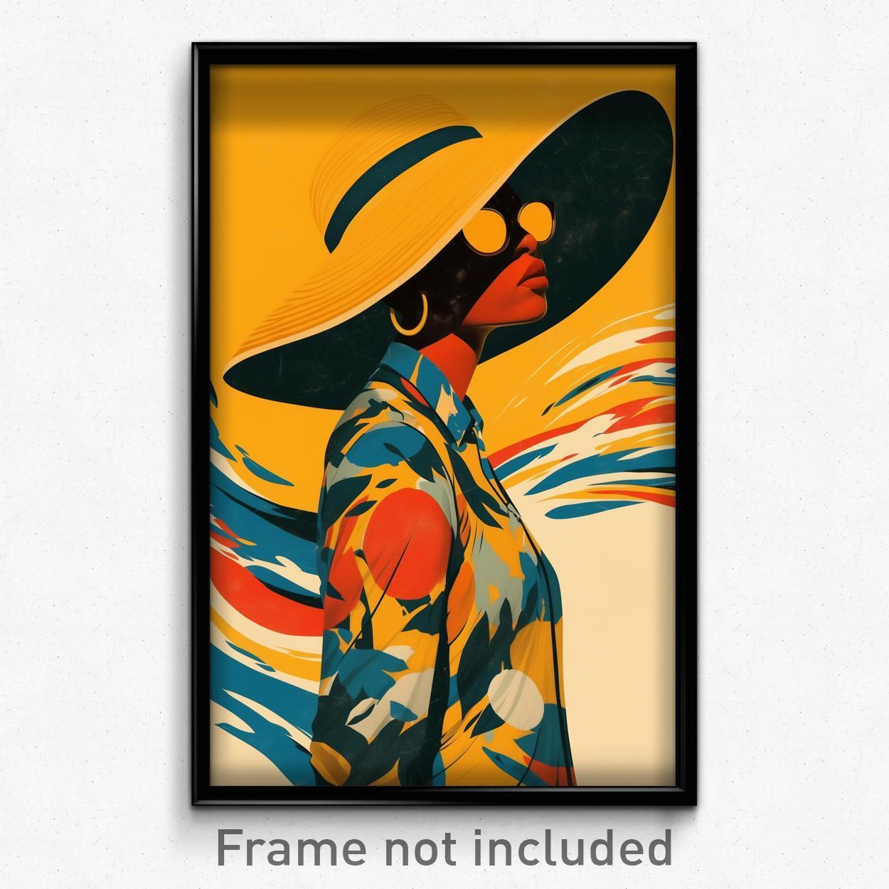 Brazilian Movie Poster - Woman Feeling Strong, Made Up Sun Hat (Art ...