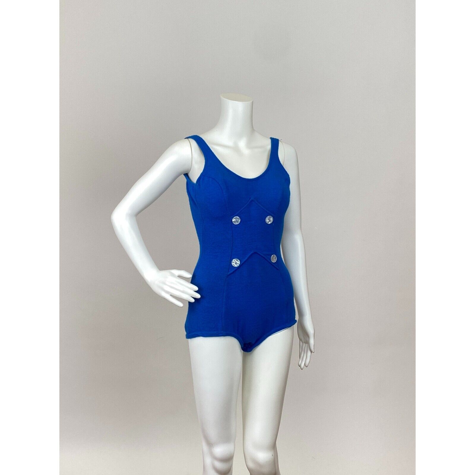 Vintage 1950s one piece Bright Blue Knit Cotton Bathi… - Gem