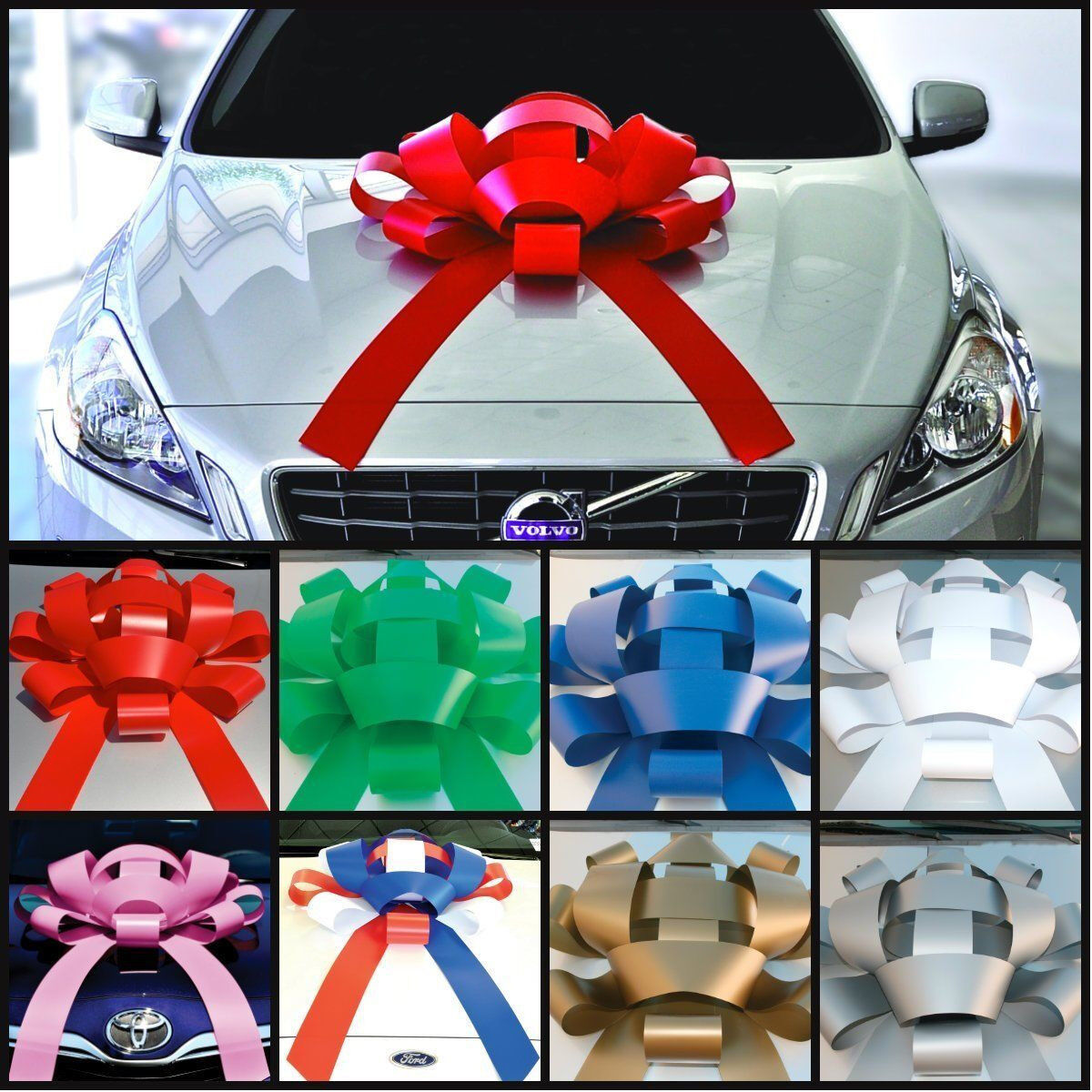 Giant White Car Bow | Magnetic Back, Vinyl, No Scratch, White | Big ...